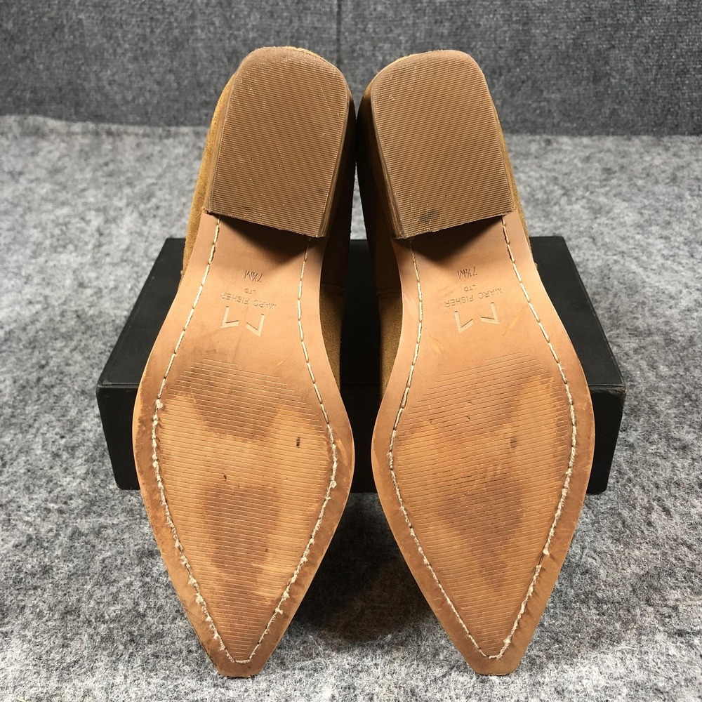 Marc Fisher LTD Chelsea Ankle Boots Womens 7.5 M Brown Suede Block Heel - Picture 13 of 16